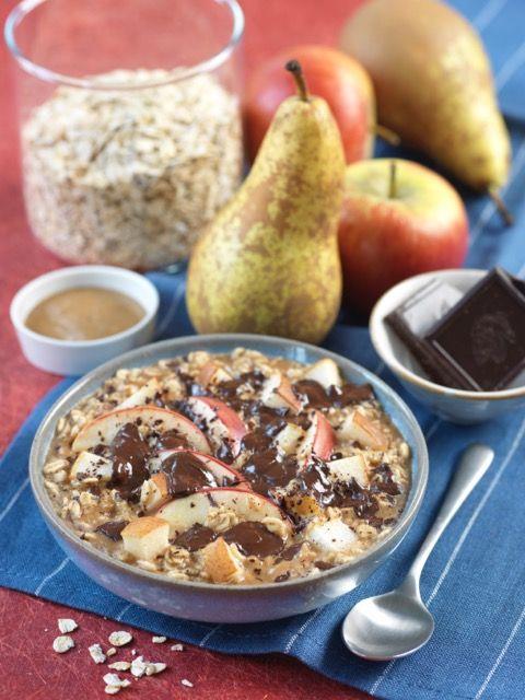 Porridge fruits et chocolat